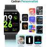 Popglory montre connectée femme homme, appel bleutooth avec 100+ sport 1,85 smartwatch, fréquence cardiaque pression artérielle 