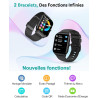 Popglory montre connectée femme homme, appel bleutooth avec 100+ sport 1,85 smartwatch, fréquence cardiaque pression artérielle 