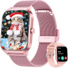 Popglory montre connectée femme homme, appel bleutooth avec 100+ sport 1,85 smartwatch, fréquence cardiaque pression artérielle 