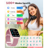 Popglory montre connectée femme homme, appel bleutooth avec 100+ sport 1,85 smartwatch, fréquence cardiaque pression artérielle 