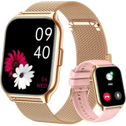 Popglory montre connectée femme homme avec appel bleutooth, 2,01'' sport smartwatch moniteur de fréquence cardiaque/tension arté