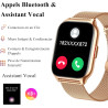 Popglory montre connectée femme homme avec appel bleutooth, 2,01'' sport smartwatch moniteur de fréquence cardiaque/tension arté