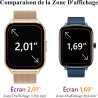 Popglory montre connectée femme homme avec appel bleutooth, 2,01'' sport smartwatch moniteur de fréquence cardiaque/tension arté