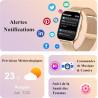 Popglory montre connectée femme homme avec appel bleutooth, 2,01'' sport smartwatch moniteur de fréquence cardiaque/tension arté