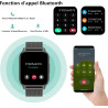 Popglory montre connectée homme femme avec appel bleutooth, 1,85'' sport smartwatch moniteur de fréquence cardiaque/tension arté