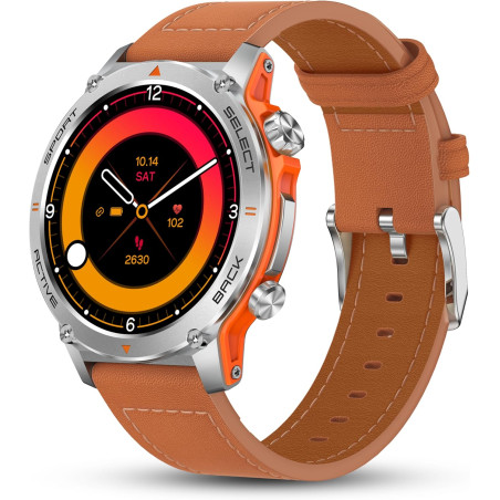 Popglory 1,43" amoled montre connectée, 110+ sports smartwatch femme homme avec appel bleutooth, fréquence cardiaque, tension ar
