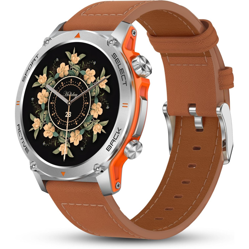 Popglory 1,43" amoled montre connectée, 110+ sports smartwatch femme homme avec appel bleutooth, fréquence cardiaque, tension ar