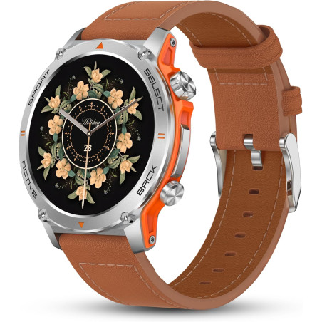 Popglory 1,43" amoled montre connectée, 110+ sports smartwatch femme homme avec appel bleutooth, fréquence cardiaque, tension ar
