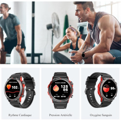 Popglory 1,43" amoled montre connectée, 110+ sports smartwatch femme homme avec appel bleutooth, fréquence cardiaque, tension ar