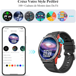 Popglory 1,43" amoled montre connectée, 110+ sports smartwatch femme homme avec appel bleutooth, fréquence cardiaque, tension ar