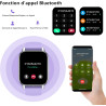 Popglory montre connectée femme homme avec appel bleutooth, 1,85'' sport smartwatch moniteur de fréquence cardiaque/tension arté