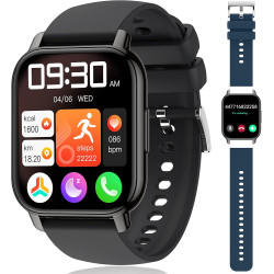 Popglory montre connectée homme femme avec appel bleutooth, 1,85'' sport smartwatch moniteur de fréquence cardiaque/tension arté