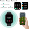 Popglory montre connectée homme femme avec appel bleutooth, 1,85'' sport smartwatch moniteur de fréquence cardiaque/tension arté