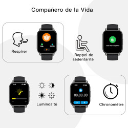 Popglory montre connectée homme femme avec appel bleutooth, 1,85'' sport smartwatch moniteur de fréquence cardiaque/tension arté