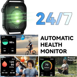 Montre Connectée Homme, avec 2 Bracelets Réglables, avec la Fonction D'appel et L'assistant Vocal, 100+ Modes Sportifs, Style d'