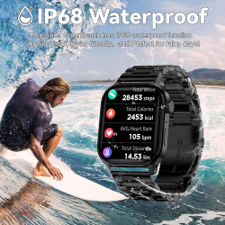 Montre Connectée Homme, avec 2 Bracelets Réglables, avec la Fonction D'appel et L'assistant Vocal, 100+ Modes Sportifs, Style d'