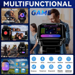 Montre Connectée Homme, avec 2 Bracelets Réglables, avec la Fonction D'appel et L'assistant Vocal, 100+ Modes Sportifs, Style d'
