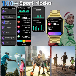 Montre connectée homme, 1.85" hd smartwatch avec appels bleutooth, 100+ modes sportifs, bracelet d'activité sommeil, étanchéité 