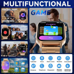 Montre Connectée Homme Femme, avec 2 Bracelets Réglables, la Fonction D'appel et L'assistant Vocal, 100+ Modes Sportifs, Smartwa