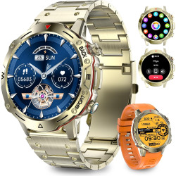 Montre Connectée Homme, avec 2 Bracelets, Smartwatch, 100+ Modes Sportifs, Cardiaque 24/7, Surveillance du Sommeil, Téléphone et