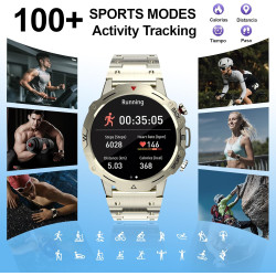 Montre Connectée Homme, avec 2 Bracelets, Smartwatch, 100+ Modes Sportifs, Cardiaque 24/7, Surveillance du Sommeil, Téléphone et