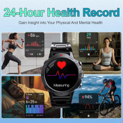 Montre Connectée Homme, avec 2 Bracelets, Smartwatch, 100+ Modes Sportifs, Cardiaque 24/7, Surveillance du Sommeil, Téléphone et