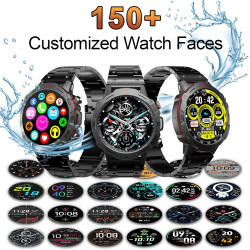 Montre Connectée Homme, avec 2 Bracelets, Smartwatch, 100+ Modes Sportifs, Cardiaque 24/7, Surveillance du Sommeil, Téléphone et