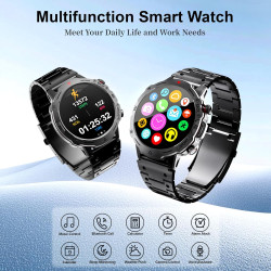 Montre Connectée Homme, avec 2 Bracelets, Smartwatch, 100+ Modes Sportifs, Cardiaque 24/7, Surveillance du Sommeil, Téléphone et