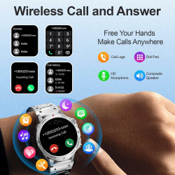 Montre Connectée Homme, avec 2 Bracelets, Smartwatch, 100+ Modes Sportifs, Cardiaque 24/7, Surveillance du Sommeil, Téléphone et
