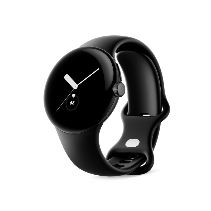 Google Pixel - Montre intelligente Android Fitbit - Suivi d'activité et fréquence cardiaque - Boîtier en acier inoxydable noir -