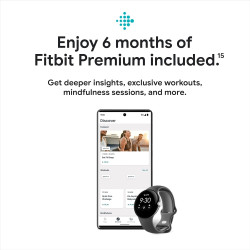 Google Pixel - Montre intelligente Android Fitbit - Suivi d'activité et fréquence cardiaque - Boîtier en acier inoxydable noir -