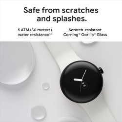 Google Pixel - Montre intelligente Android Fitbit - Suivi d'activité et fréquence cardiaque - Boîtier en acier inoxydable noir -
