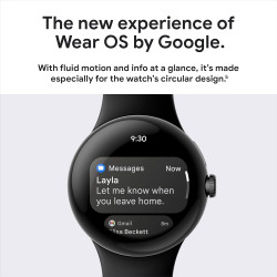 Google Pixel - Montre intelligente Android Fitbit - Suivi d'activité et fréquence cardiaque - Boîtier en acier inoxydable noir -