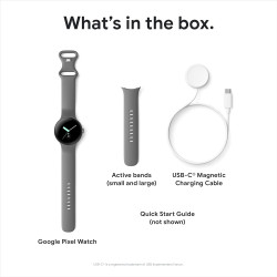 Google Pixel - Montre intelligente Android Fitbit - Suivi d'activité et fréquence cardiaque - Boîtier en acier inoxydable noir -