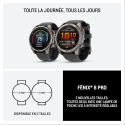 Garmin fēnix® 8 Pro, 47mm AMOLED - Montre connectée GPS Multisports avec Technologie inReach intégrée - Sapphire, Titane, Titani