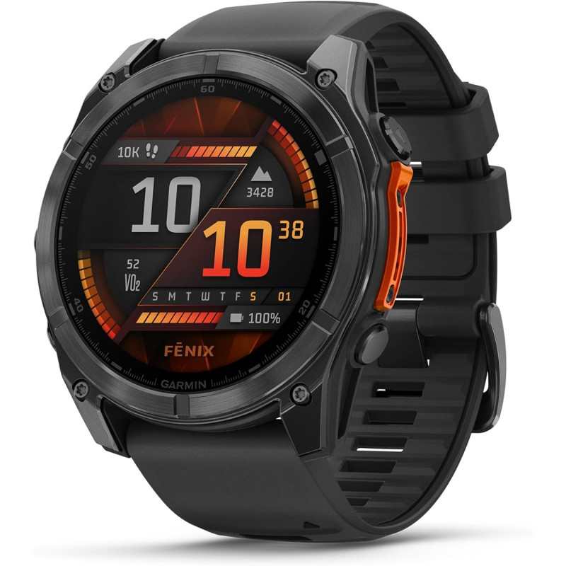 Garmin fēnix® 8 – montre gps multisports amoled - gris avec bracelet en silicone noir – 51 mm