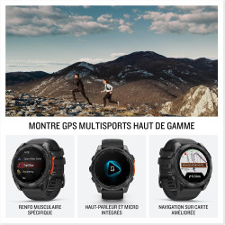 Garmin fēnix® 8 – montre gps multisports amoled - gris avec bracelet en silicone noir – 51 mm