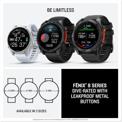 Garmin fēnix® 8 – montre gps multisports amoled - argent avec bracelet en silicone blanc - 43 mm