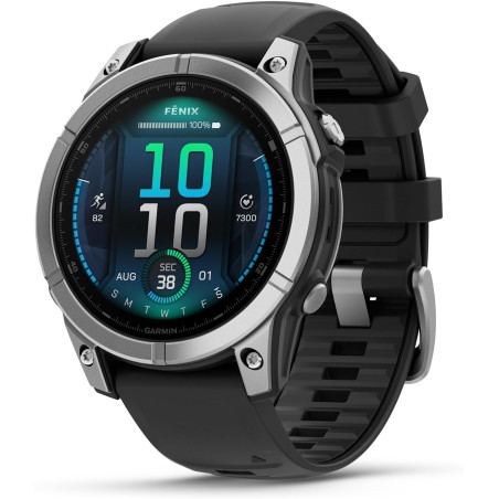 Garmin fēnix e - montre gps multisports amoled – acier argent avec bracelet noir