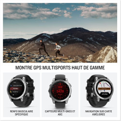 Garmin fēnix e - montre gps multisports amoled – acier argent avec bracelet noir