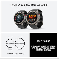Garmin fēnix® 8 Pro, 51mm AMOLED - Montre connectée GPS Multisports avec Technologie inReach intégrée - Sapphire, Titane, Titani