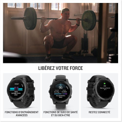 Garmin fēnix e - montre gps multisports amoled – acier gris avec bracelet noir