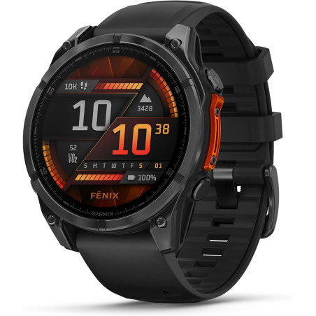 Garmin fēnix® 8 – montre gps multisports amoled - gris avec bracelet en silicone noir – 47 mm