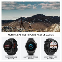 Garmin fēnix® 8 – montre gps multisports amoled - gris avec bracelet en silicone noir – 47 mm