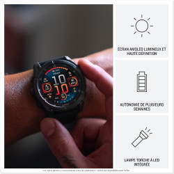 Garmin fēnix® 8 – montre gps multisports amoled - gris avec bracelet en silicone noir – 47 mm