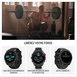 Garmin fēnix® 8 – montre gps multisports amoled - gris avec bracelet en silicone noir – 47 mm