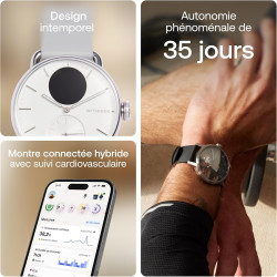 Withings ScanWatch 2 - Montre connectée, ECG, SpO2, température, Suivi du Sommeil, santé respiratoire, activités, Calories, étan