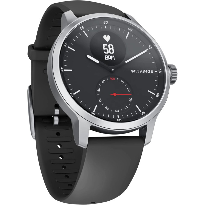 Withings Scanwatch - Montre Connectée Hybride avec ECG, Fréquence Cardiaque, SPO2 et Suivi du Sommeil, Smartwatch Sport, Podomet