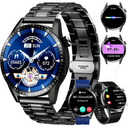 Montre Connectée Homme, avec 3 Bracelets, avec Fonctions D'appel et de Messages, Adaptée aux Affaires, 100+ Modes Sportifs, Mont