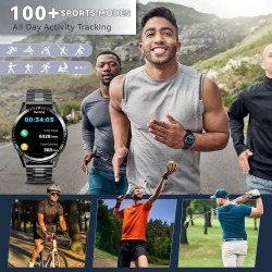 Montre Connectée Homme, avec 3 Bracelets, avec Fonctions D'appel et de Messages, Adaptée aux Affaires, 100+ Modes Sportifs, Mont